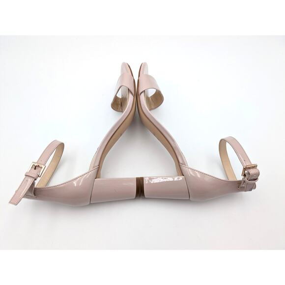 Nine West Pruce Ankle Strap Block Heel Sandals Natural Patent Size US8.5 EU39 - Picture 11 of 13